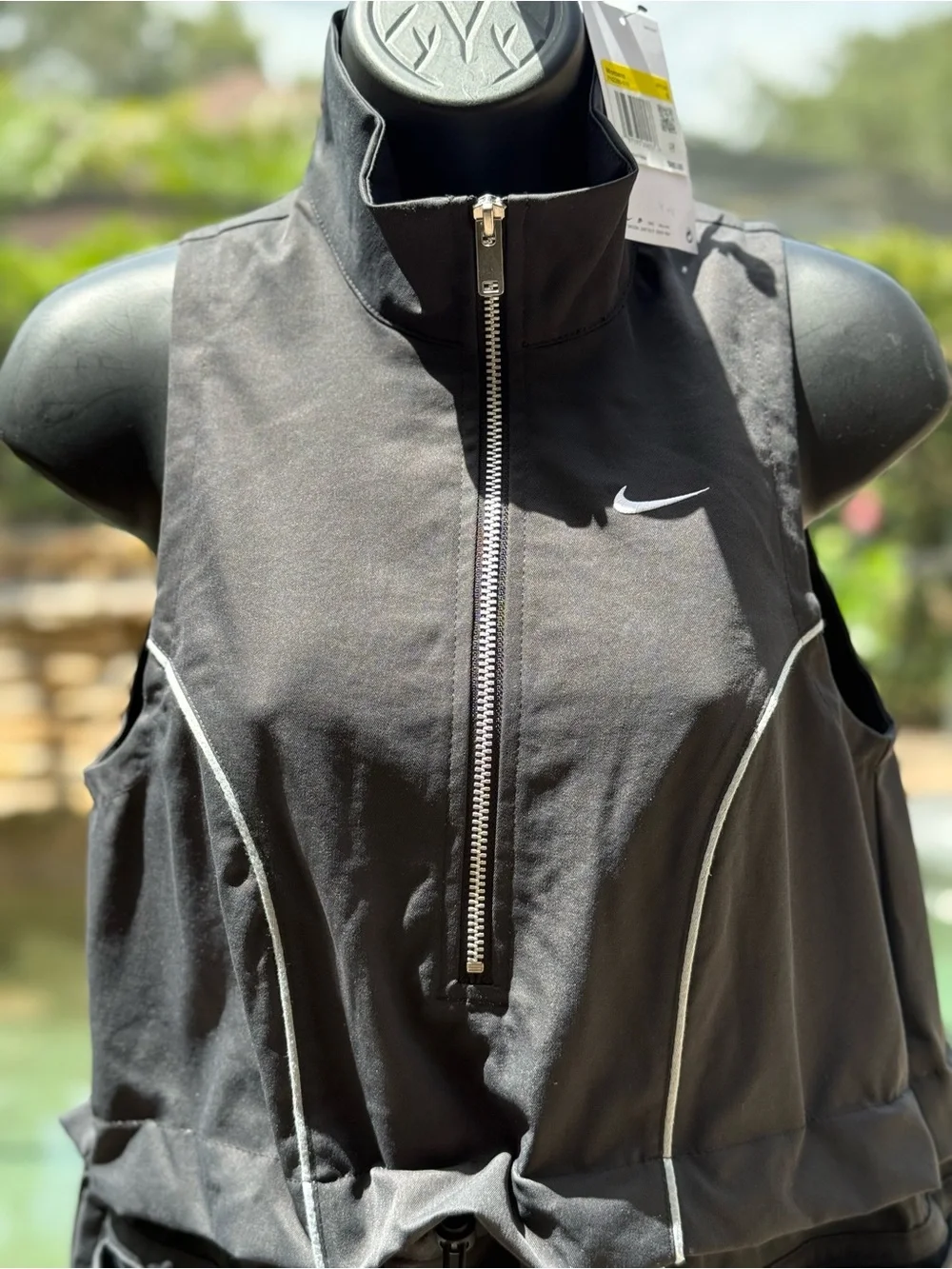 Nike Womens Woven Half Zip Bungee Waist Sporty Dress Black FN2286-010 Size S